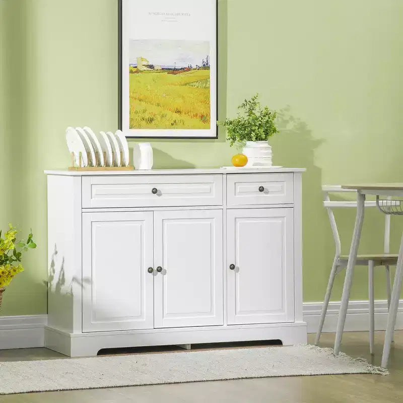 HOMCOM Credenza Buffet, Mobile da Cucina Moderno con 2 Cassetti e Ripiani Regolabili, Mobile Bar da Caffè per Soggiorno