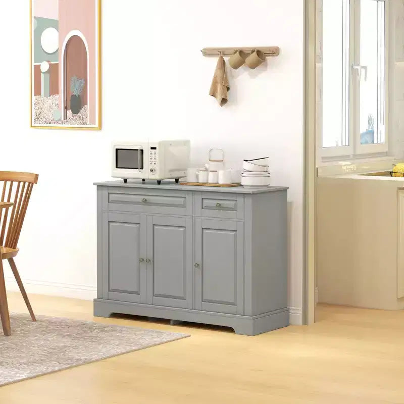 HOMCOM Credenza Buffet, Mobile da Cucina Moderno con 2 Cassetti e Ripiani Regolabili, Mobile Bar da Caffè per Soggiorno
