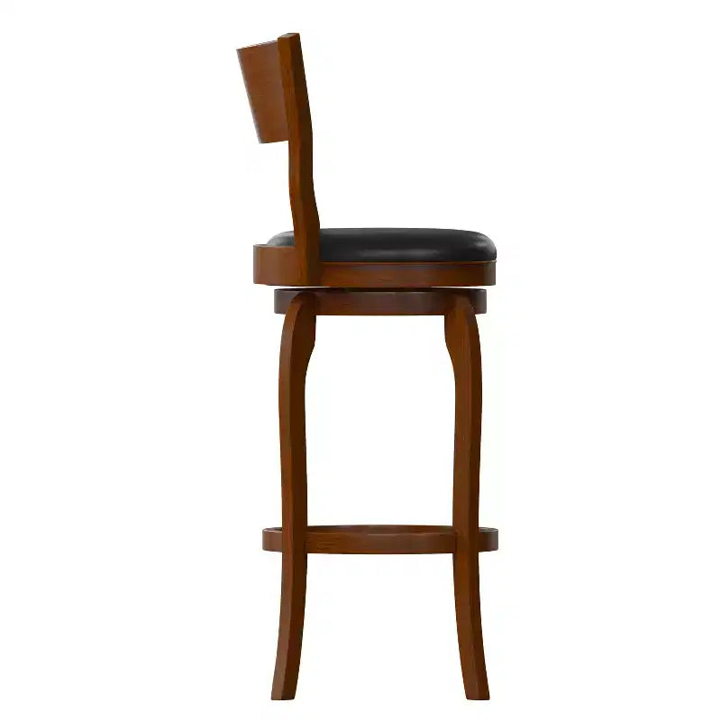 Sgabello da bar girevole in legno in stile pub Emma and Oliver Classic con sedile imbottito in ecopelle