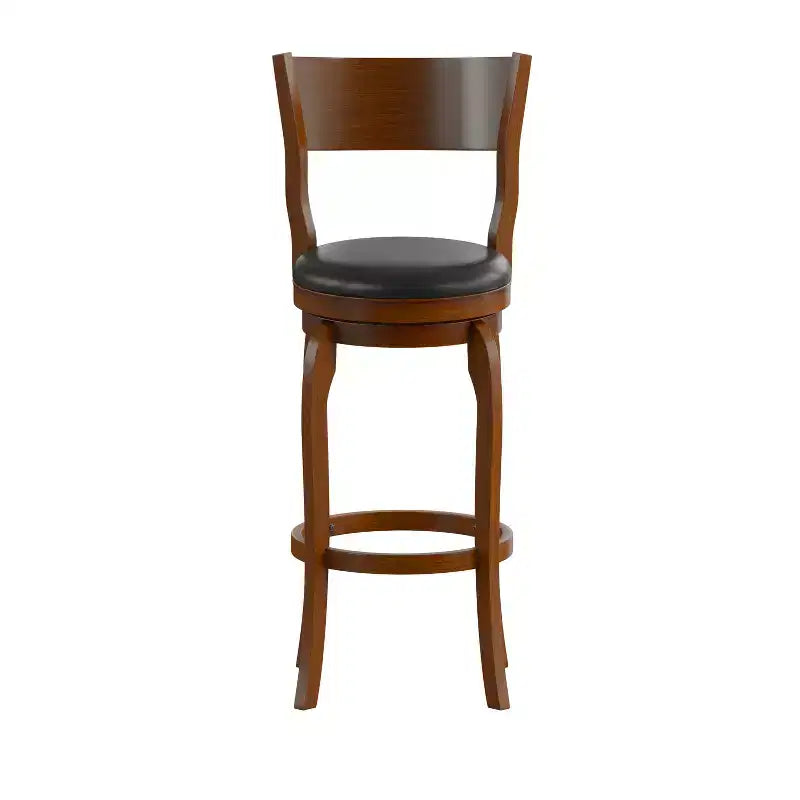 Sgabello da bar girevole in legno in stile pub Emma and Oliver Classic con sedile imbottito in ecopelle