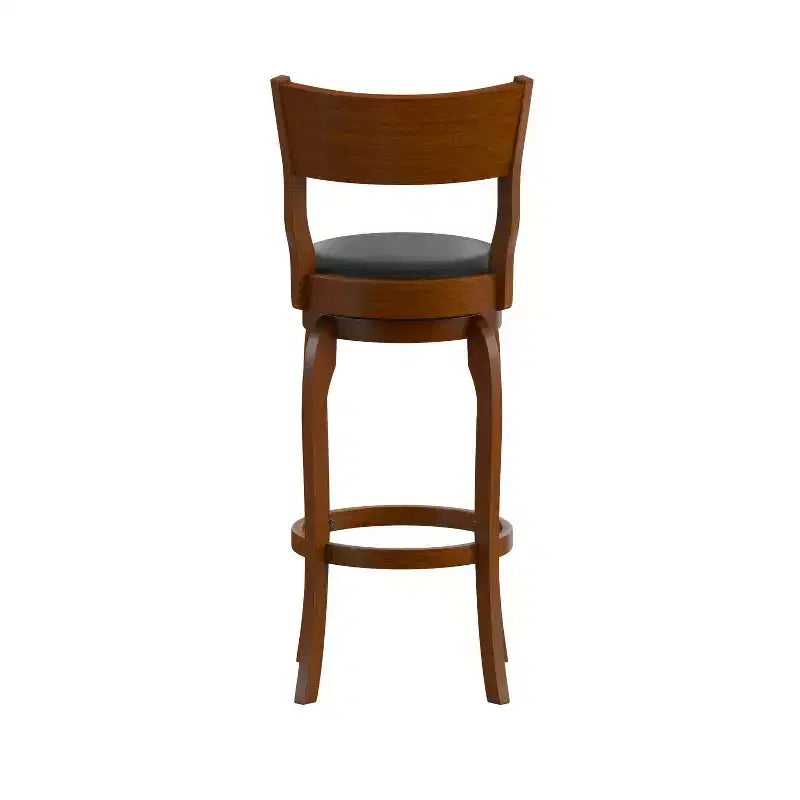 Sgabello da bar girevole in legno in stile pub Emma and Oliver Classic con sedile imbottito in ecopelle