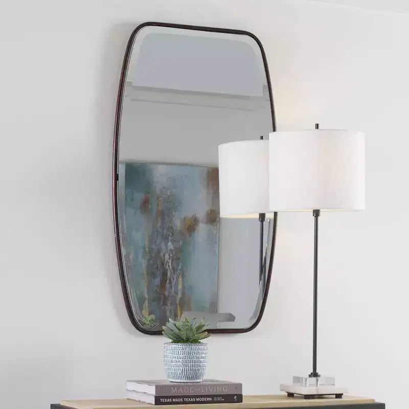 Specchio da parete rettangolare Uttermost Vanity Accent moderno smussato con cornice color bronzo scuro, 21 1/4 di larghezza per bagno, camera da letto, soggiorno