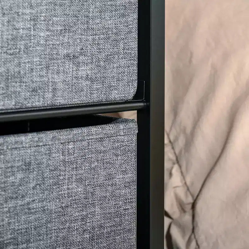 HOMCOM Comodino a Torre con 5 Cassetti in Tessuto, Organizzatore a 4 Livelli con Struttura in Acciaio per Ingresso, Camera da Letto e Armadio