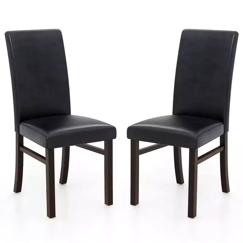 Costway Sedie da Pranzo Imbottite Set da 2/4 in Pelle PU Senza Braccioli con Gambe in Legno Massello di Gomma
