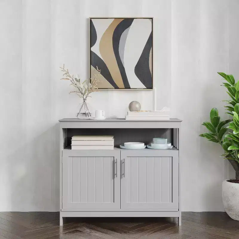 Buffet e Credenza Emma e Oliver da 100 cm con Ripiano Aperto e Mobile Contenitore a Doppia Anta