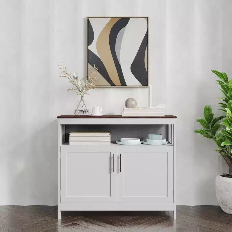 Buffet e Credenza Emma e Oliver da 100 cm con Ripiano Aperto e Mobile Contenitore a Doppia Anta