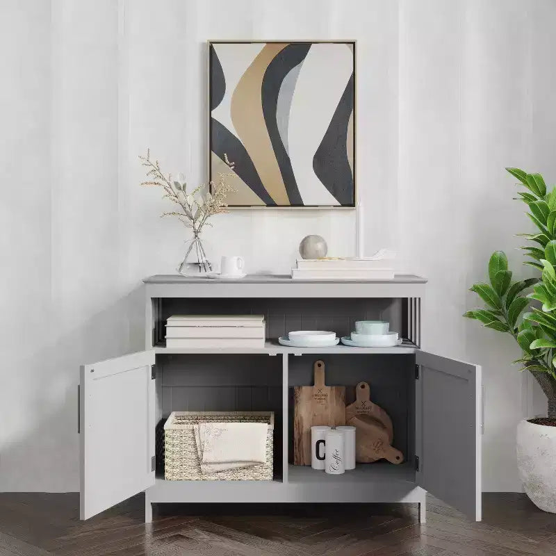 Buffet e Credenza Emma e Oliver da 100 cm con Ripiano Aperto e Mobile Contenitore a Doppia Anta