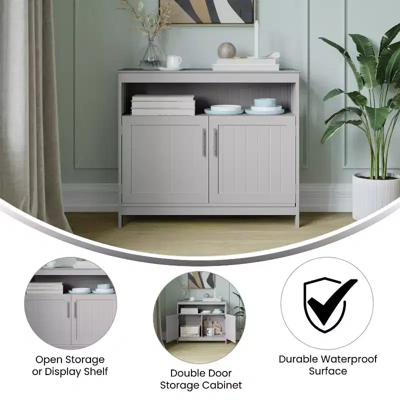 Buffet e Credenza Emma e Oliver da 100 cm con Ripiano Aperto e Mobile Contenitore a Doppia Anta