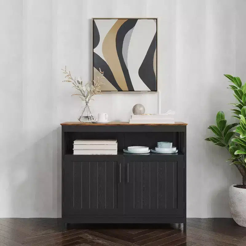 Buffet e Credenza Emma e Oliver da 100 cm con Ripiano Aperto e Mobile Contenitore a Doppia Anta