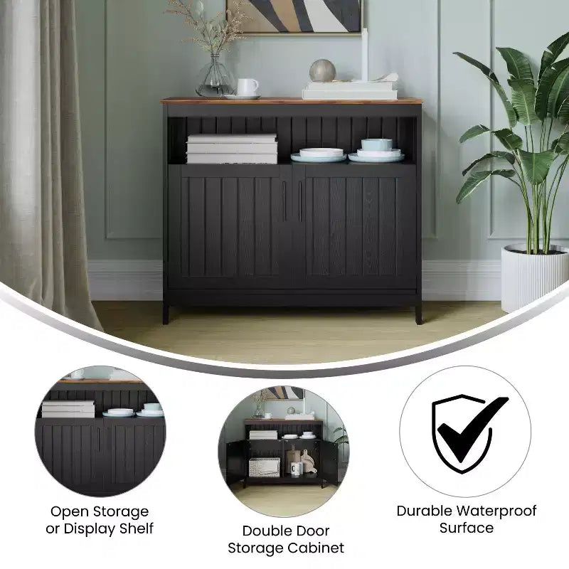 Buffet e Credenza Emma e Oliver da 100 cm con Ripiano Aperto e Mobile Contenitore a Doppia Anta