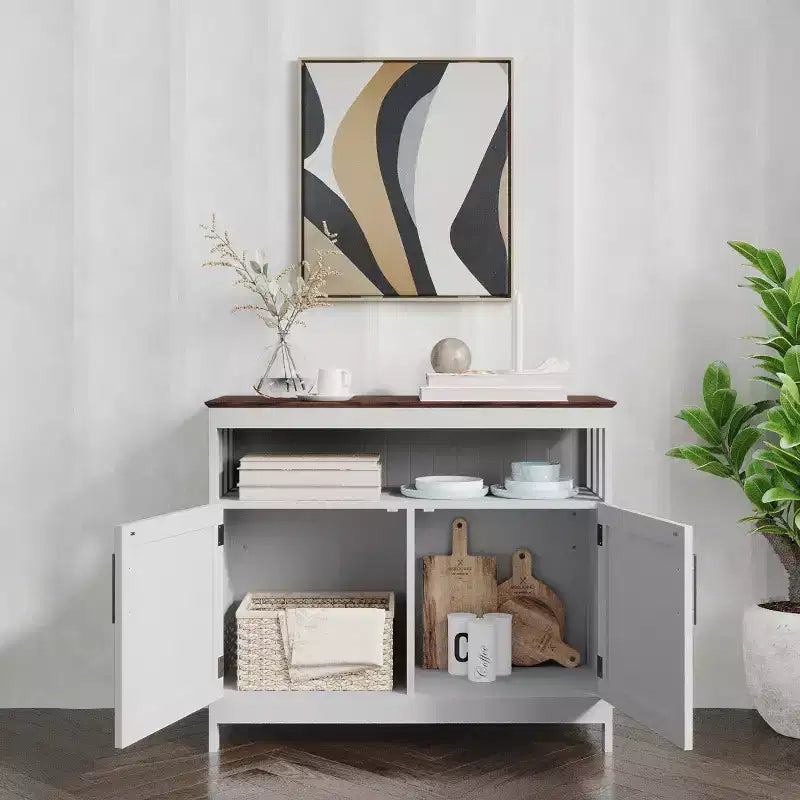 Buffet e Credenza Emma e Oliver da 100 cm con Ripiano Aperto e Mobile Contenitore a Doppia Anta