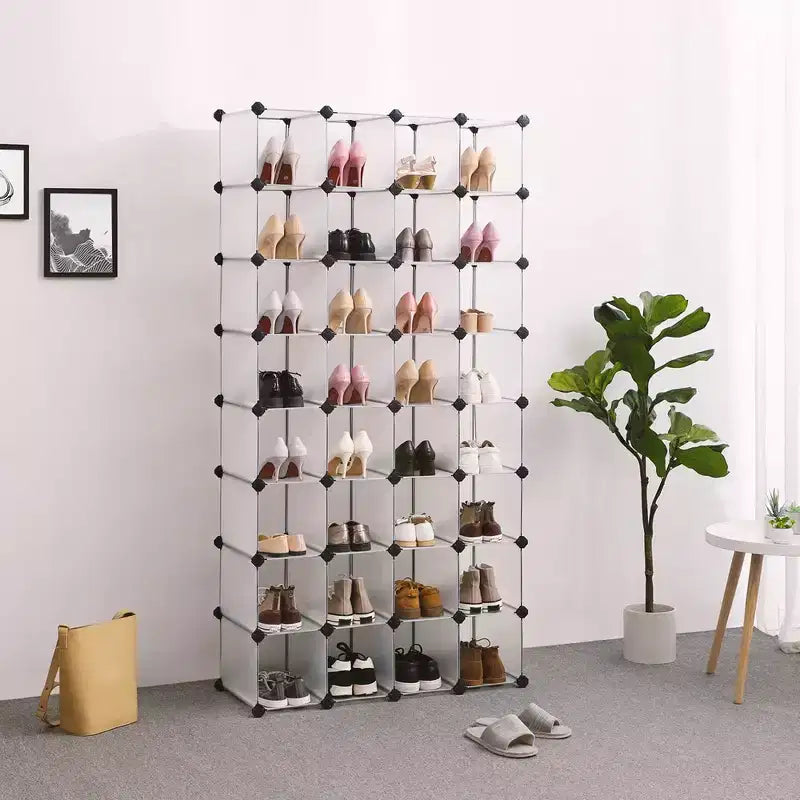 Scarpiera SONGMICS - Organizer salvaspazio in plastica trasparente a 28 scomparti per scarpe