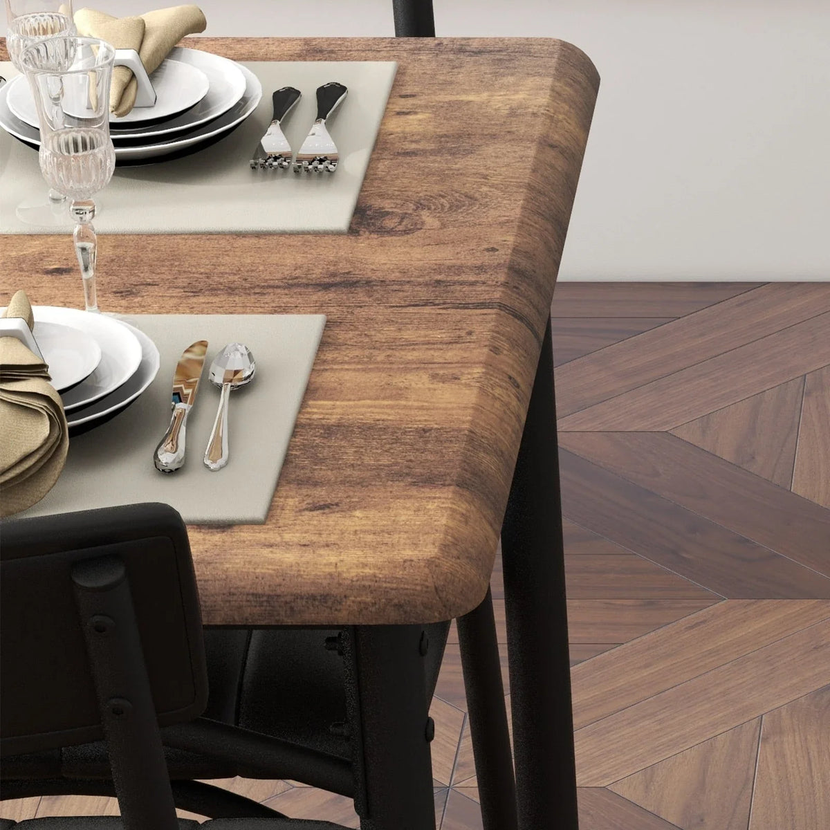 Rectangular Dining Table Set for 4 with Upholstered Chairs