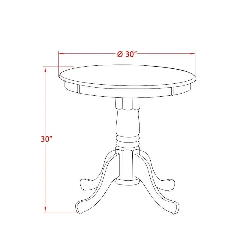 East West Furniture Eden Dining Table - a Round Wooden Table Top with Pedestal Base, Buttermilk & Cherry