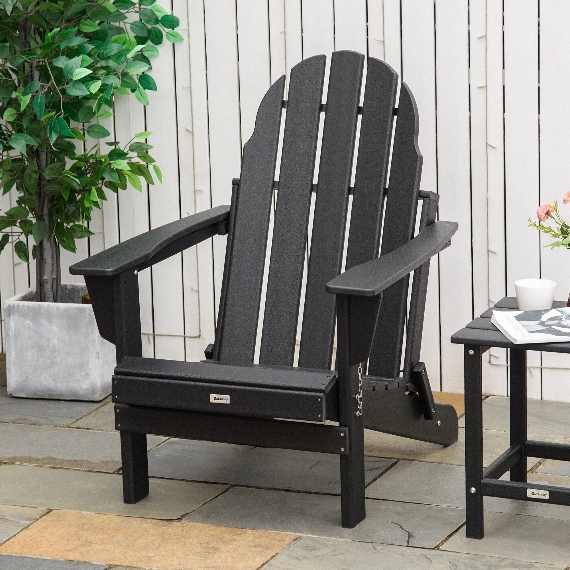 Folding Adirondack Chair, HDPE Outdoor All Weather Plastic Lounge Beach Chairs for Patio Deck and Lawn Furniture