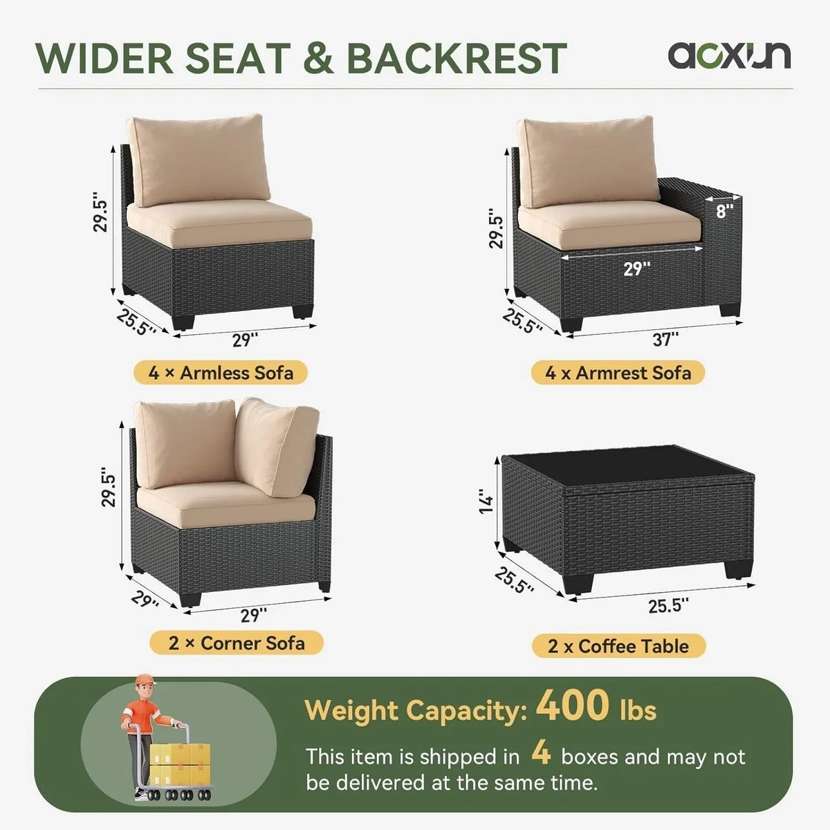 Outdoor Patio Furniture Sets with 4in Thicken Cushion