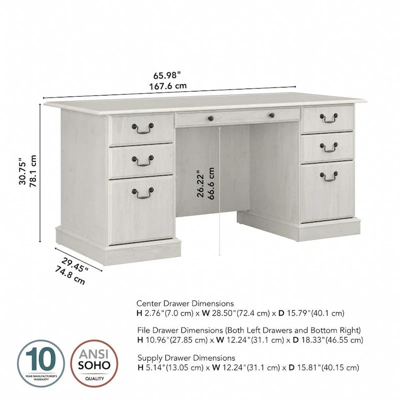 Bush Furniture Saratoga Executive Desk with Drawers and Storage