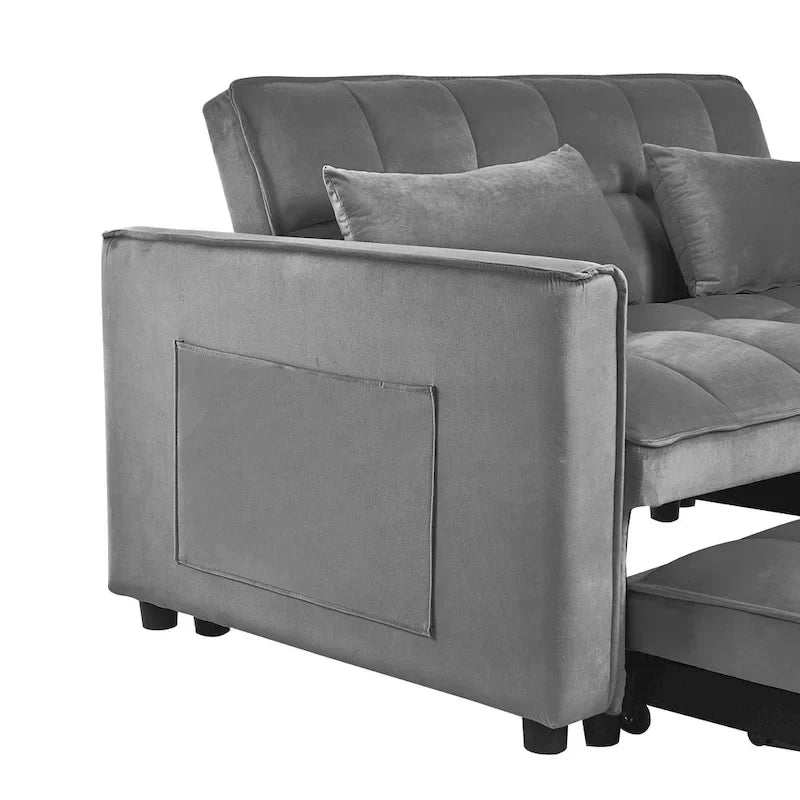 Modern Velvet Futon Loveseat with Reclining Backrest & Pockets, Seats 2 ââ‚?Dark Gray / Light Gray / Blue / Black