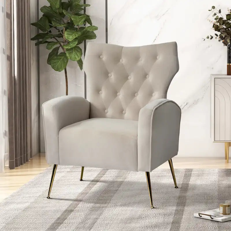 Abadiana Accent Tufted Chair with Metal Base