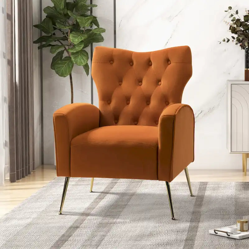 Abadiana Accent Tufted Chair with Metal Base
