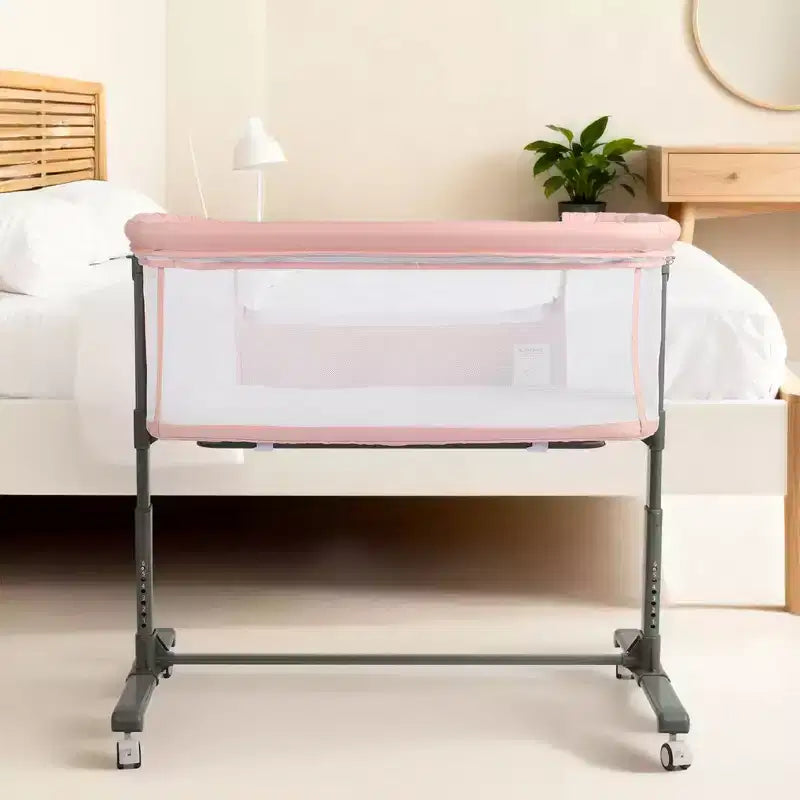 Baby Bassinet with Wheels ??Beige / Gray / Pink, Bedside Sleeper, for 1 Baby