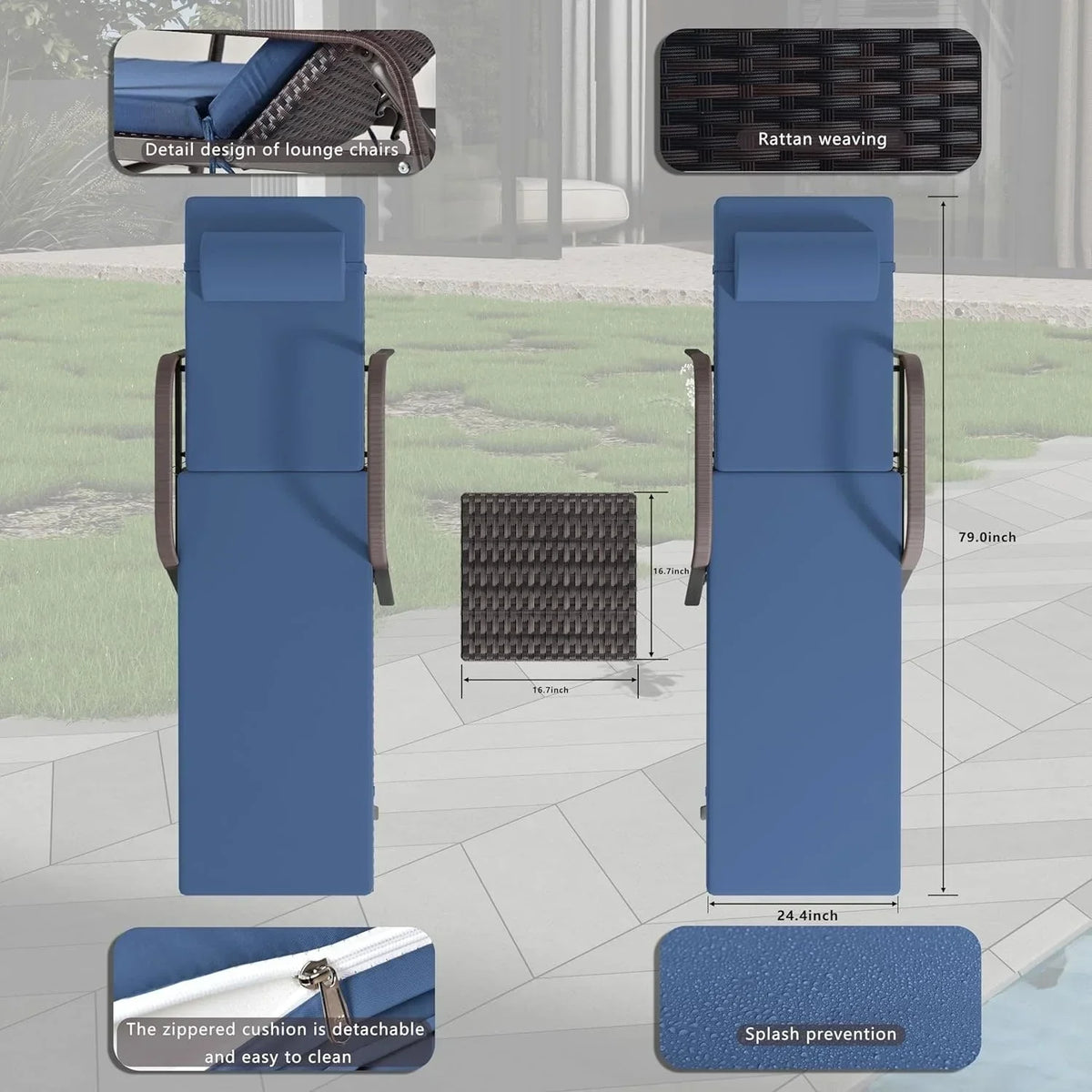 Kullavik 3-PiecesOutdoor Chaise Lounge Set