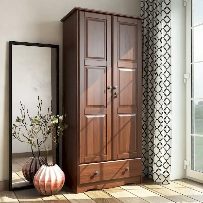100% Solid Wood Flexible Wardrobe Armoire with Metal or Wooden Knobs