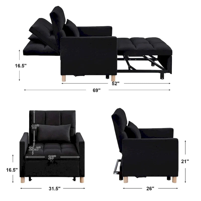 Aukfa Sleeper Chair Bed Convertible Single Sofa Chair with Pillow