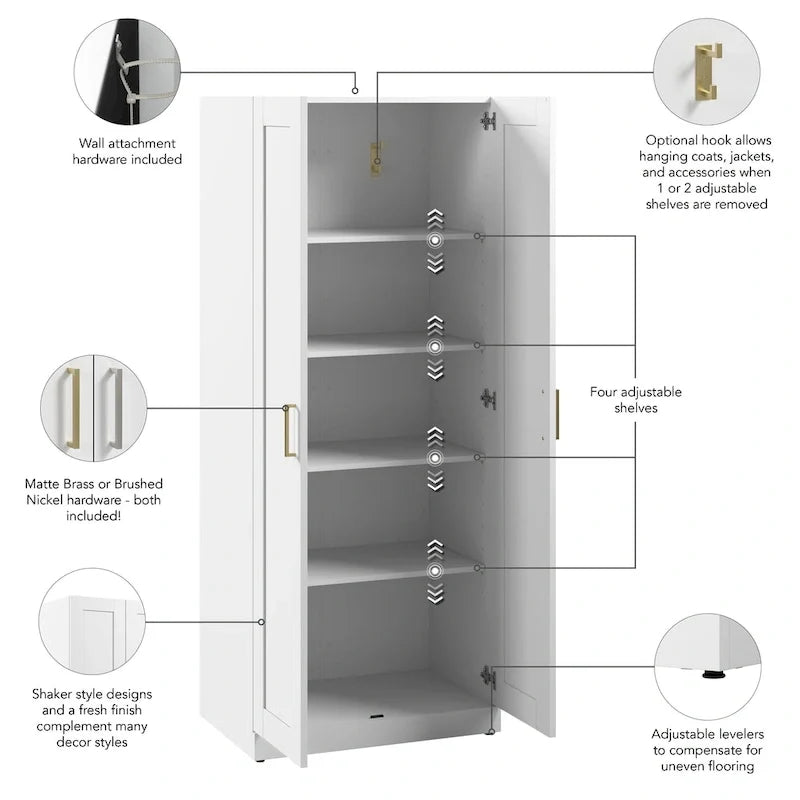30W Tall Storage Cabinet with Doors
