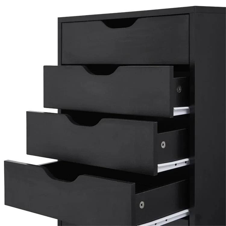 Narrow Wooden 9-Drawer Cabinet with Smooth-Glide Drawers and Top Storage Shelf