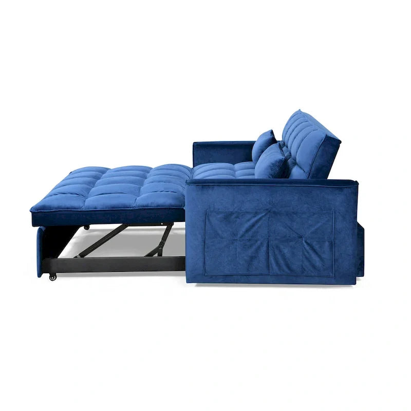 Modern Velvet Futon Loveseat with Reclining Backrest & Pockets, Seats 2 ââ‚?Dark Gray / Light Gray / Blue / Black