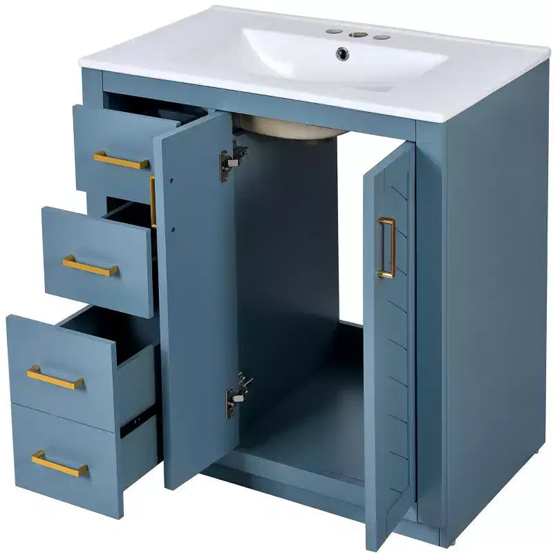 30 Single Sink Bathroom Vanity with Cabinet & 3 Drawers ??Black / Blue / Green / Indigo / White