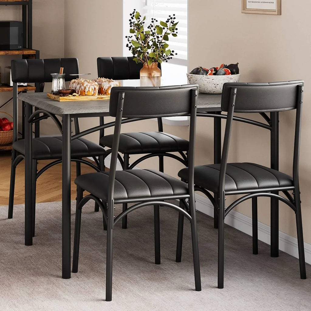 Rectangular Dining Table Set for 4 with Upholstered Chairs