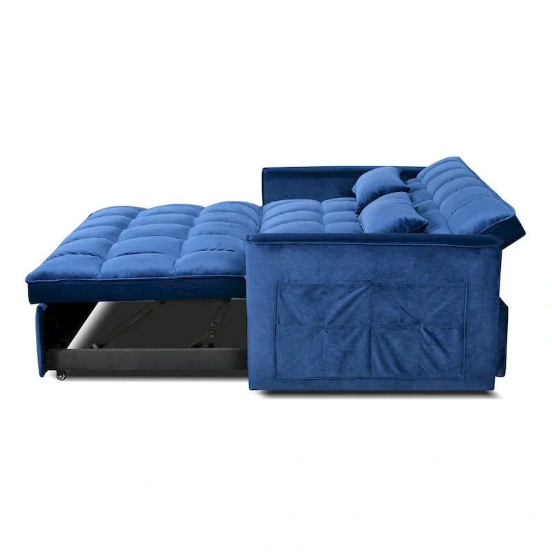Modern Velvet Futon Loveseat with Reclining Backrest & Pockets, Seats 2 ââ‚?Dark Gray / Light Gray / Blue / Black
