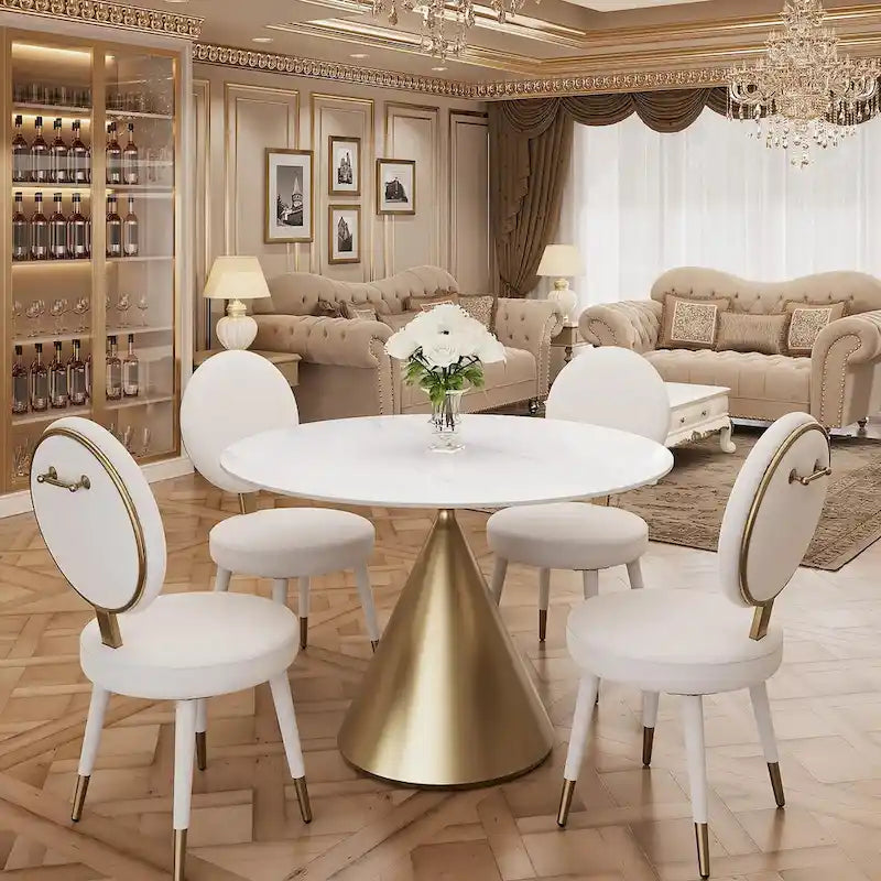 Morden Fort Modern Luxury 5- Piece Round Dining Table and Chair Set