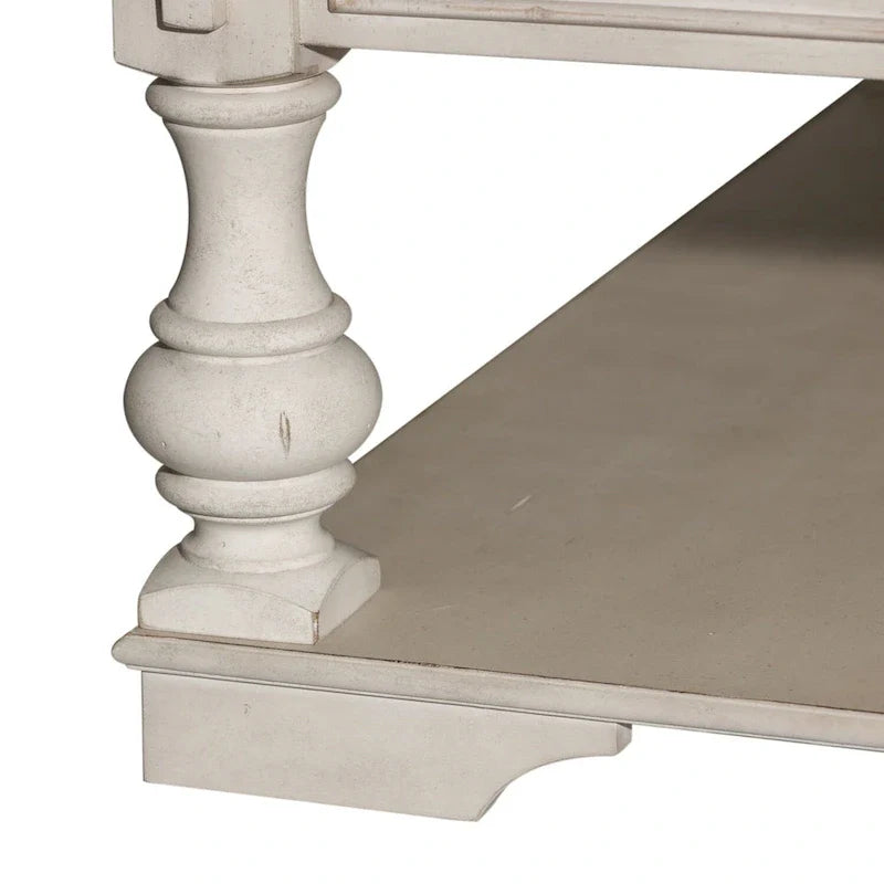 Morgan Creek Antique White Wire Brushed Tobacco Accents Cocktail Table