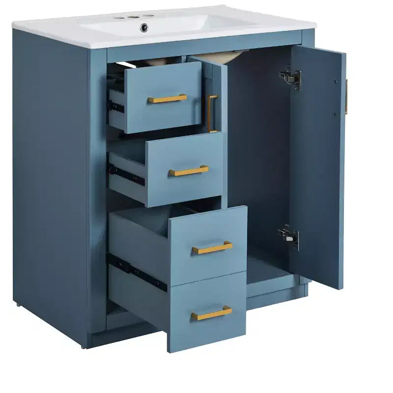 30 Single Sink Bathroom Vanity with Cabinet & 3 Drawers ??Black / Blue / Green / Indigo / White