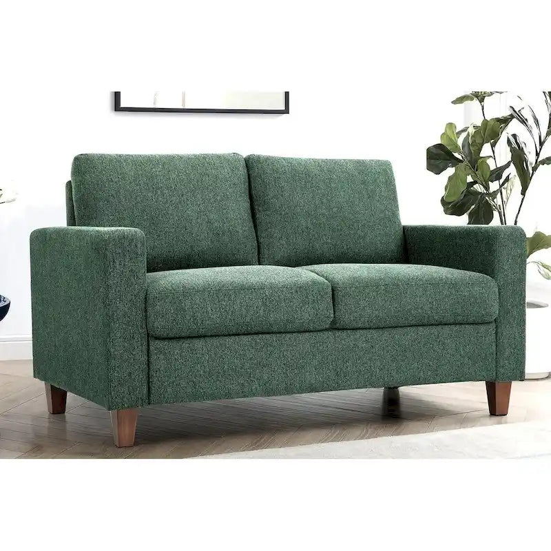 Miles Mid Century Modern Loveseat 2 Seater Sofa Couch with Reversible Back Pillows Large