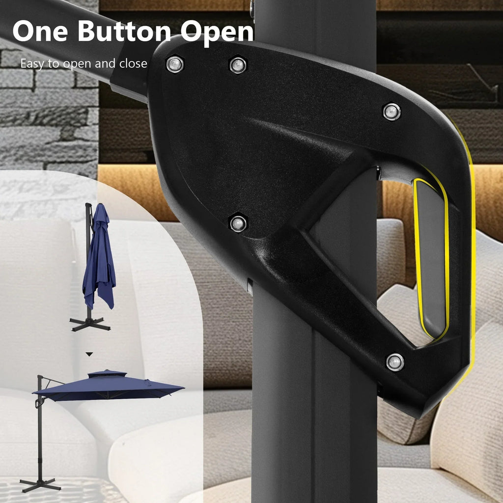 MAISON ARTS 12 FT Automatic Hydraulic Cantilever Umbrella Aluminum Pole 360 Degree Rotation