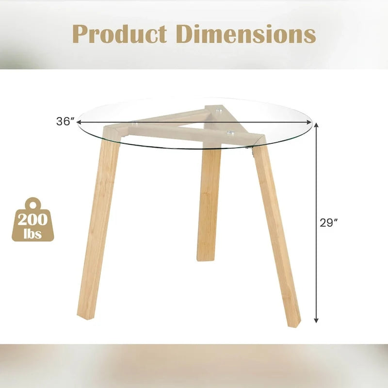 Costway 36 Round Glass Dining Table for 4 with Tempered Glass - See Details
