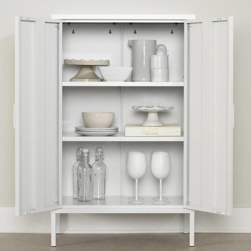2-Door Metal Storage Cabinet with Adjustable Shelves