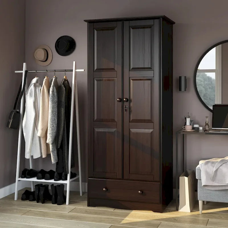 100% Solid Wood Flexible Wardrobe Armoire with Metal or Wooden Knobs