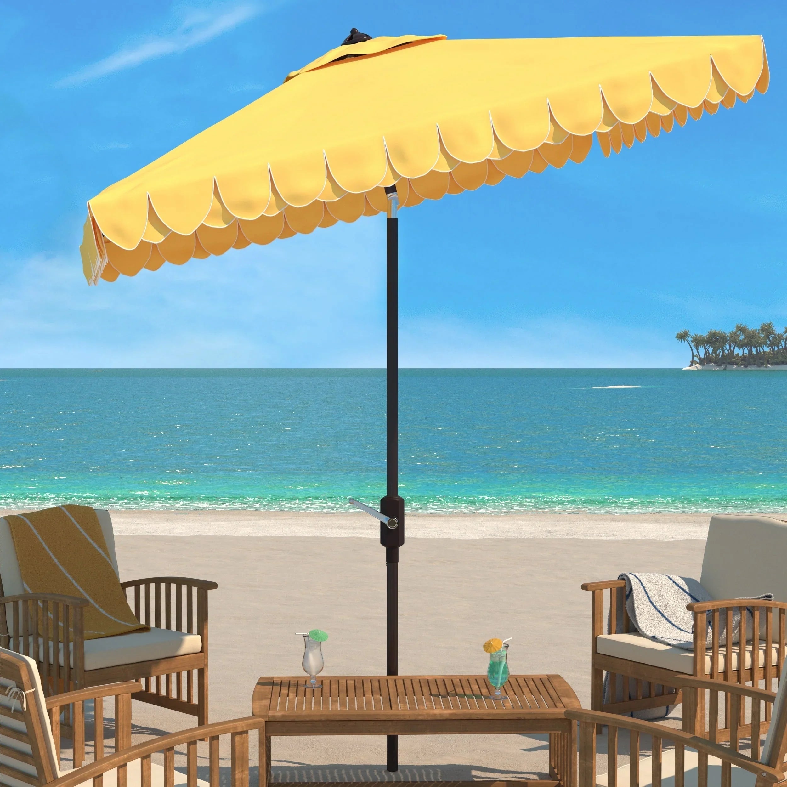 Outdoor Kjerstin Valance 9Ft Double Top Umbrella
