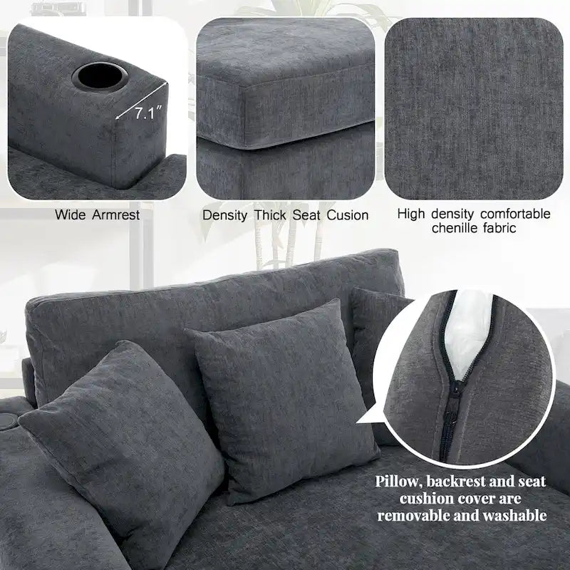 Three sizes Oversized Chaise Lounger with Pillows