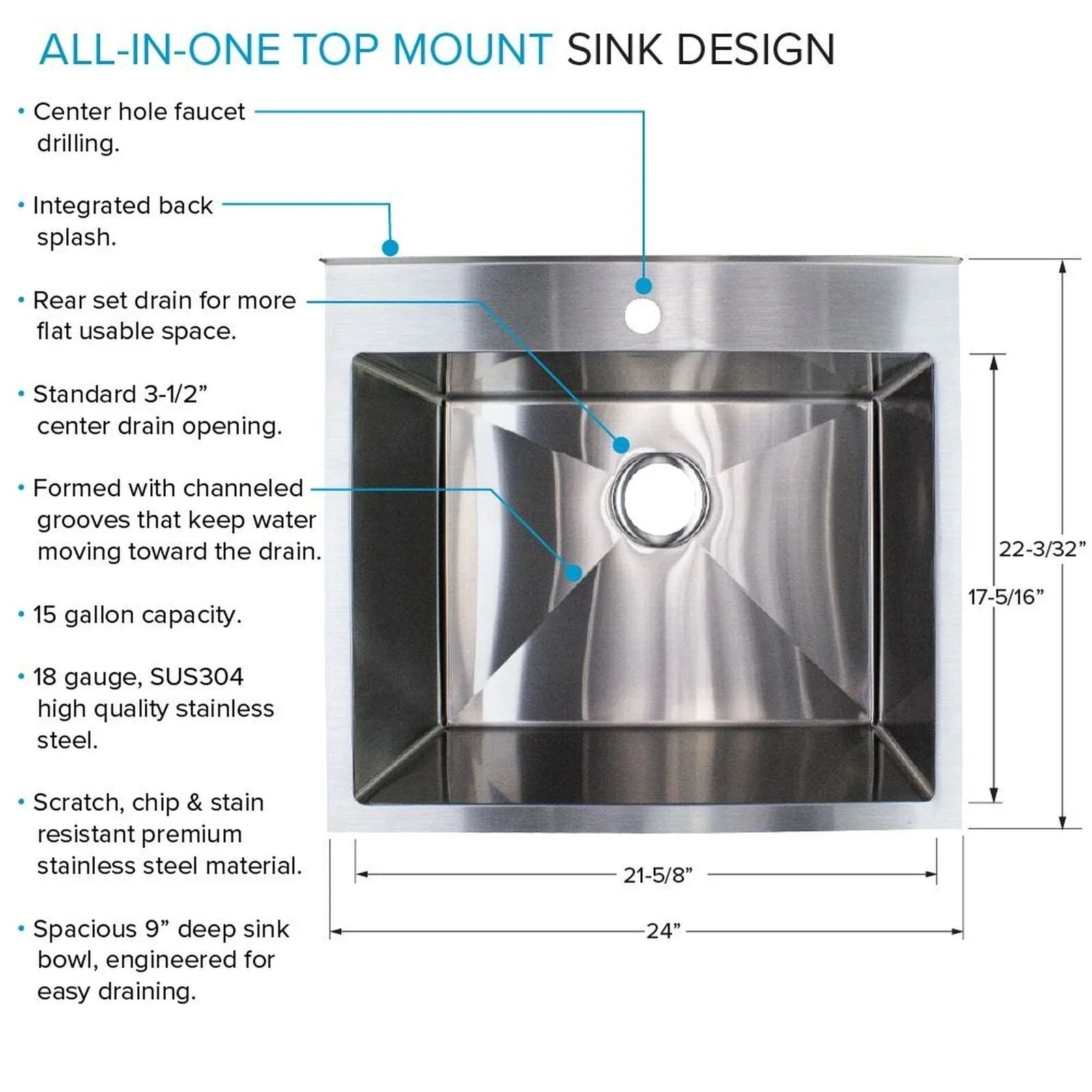 24-in W x 22-in D x 35-in H Stainless Steel Laundry Sink and Wash Stand