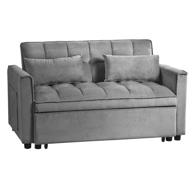Modern Velvet Futon Loveseat with Reclining Backrest & Pockets, Seats 2 ââ‚?Dark Gray / Light Gray / Blue / Black