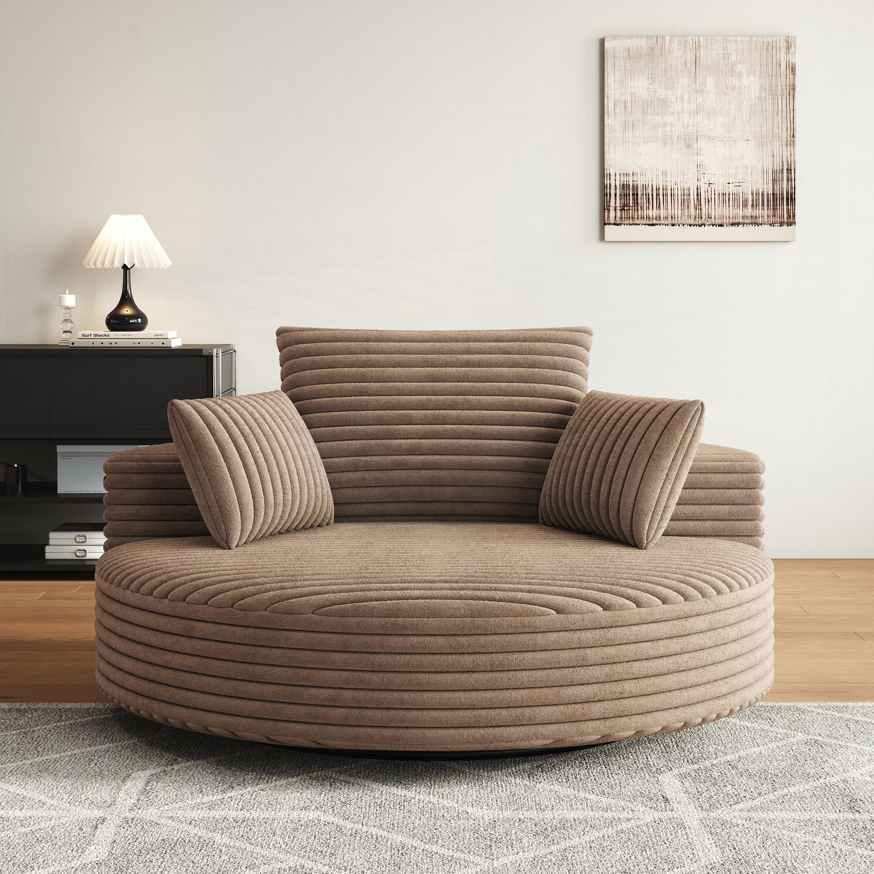 Corduroy Chenille Foam Single Swivel Chair