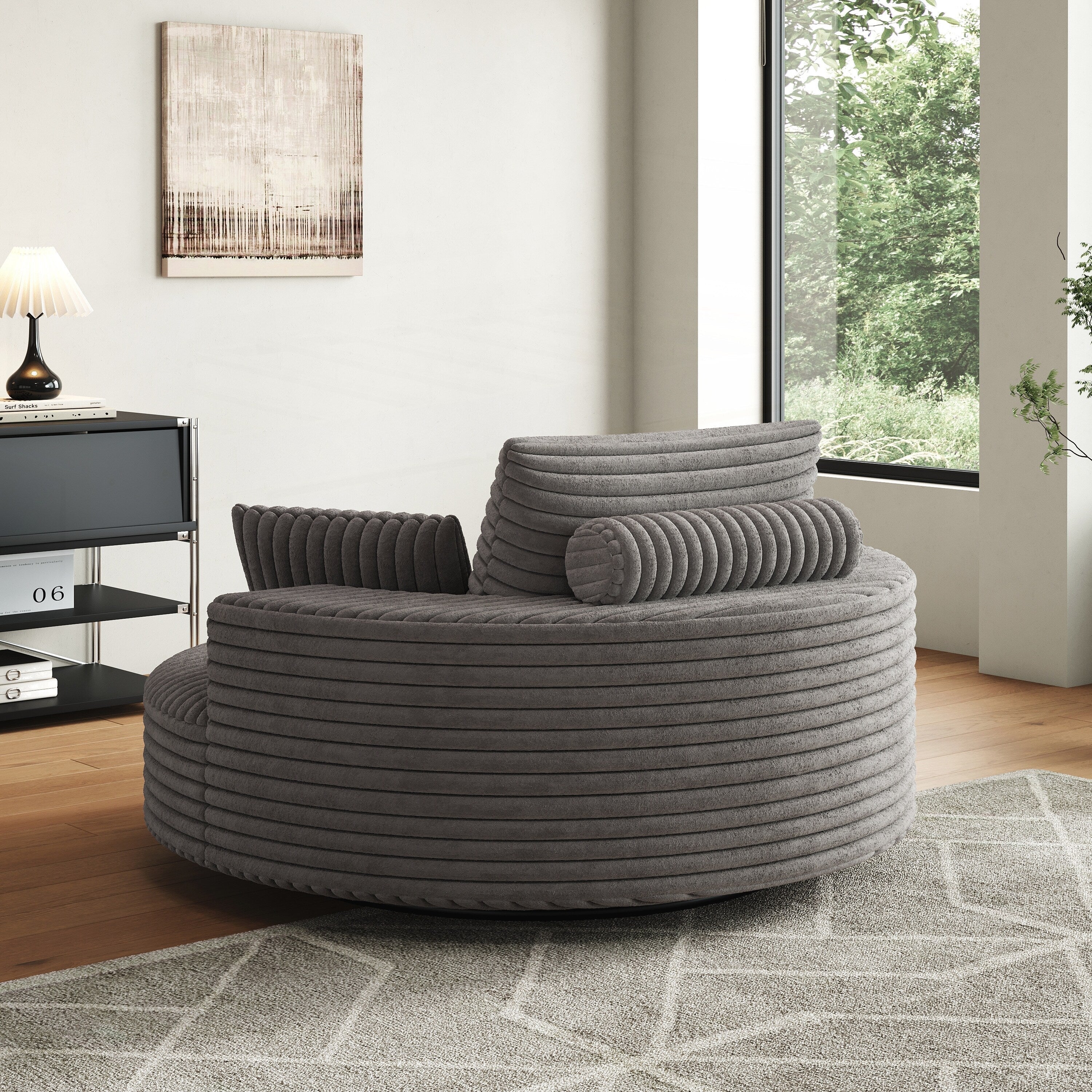 Corduroy Chenille Foam Single Swivel Chair