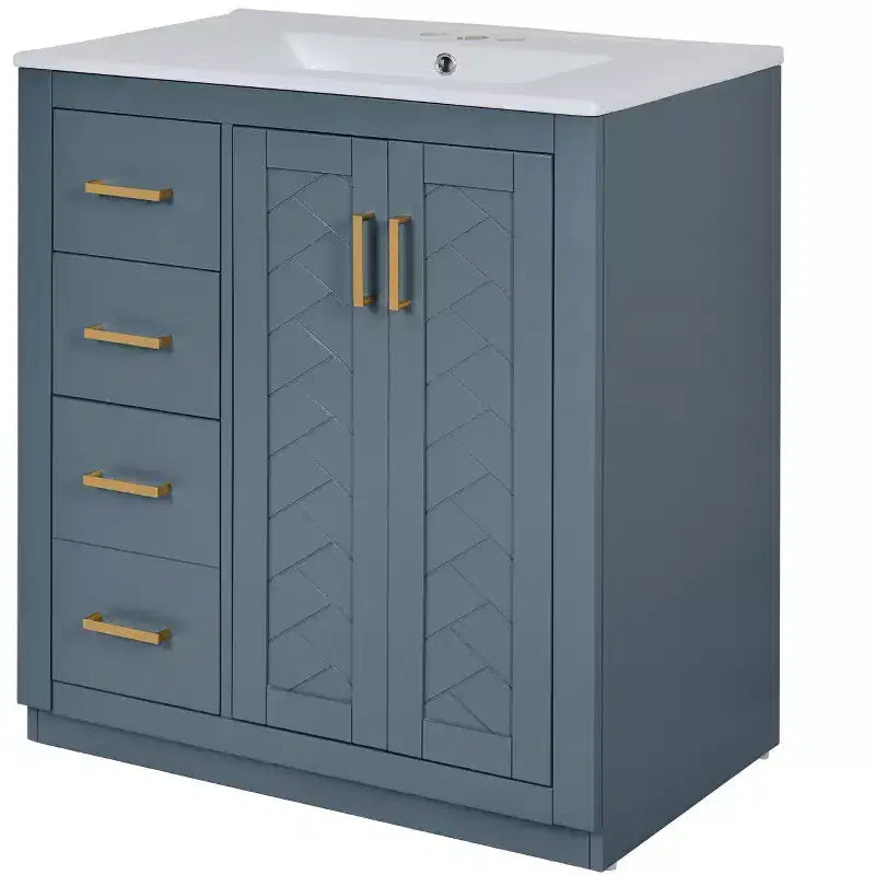 30 Single Sink Bathroom Vanity with Cabinet & 3 Drawers ??Black / Blue / Green / Indigo / White