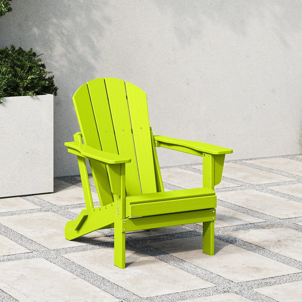 Polytrends Laguna Fade Resistant All Weather Outdoor Patio Folding Adirondack Chair